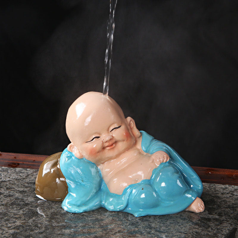 Color Changing Laughing Buddha Tea Pet – Matte base with glossy top, tactile resin sculpture