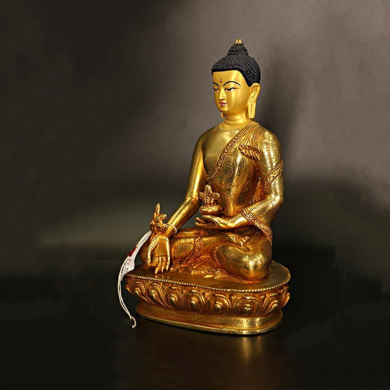Shakyamuni Medicine Buddha Statue – gold plated surface shimmer finish, shiny medicine buddha statue