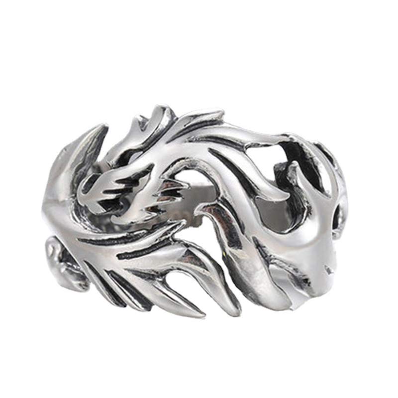 Dragon Pattern Protection Ring – detailed dragon head on white, Crisp