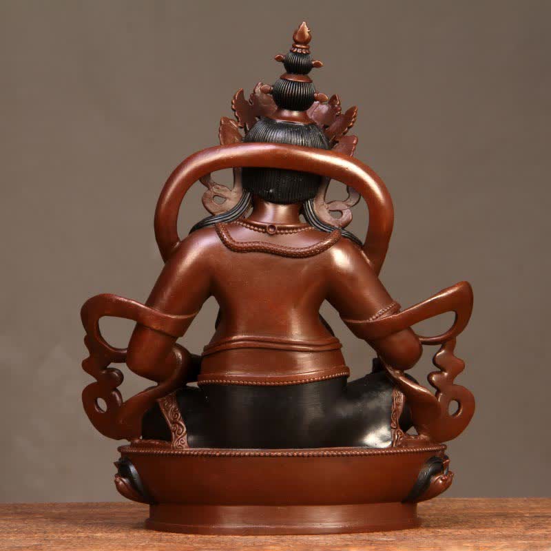 Yellow Jambhala Bodhisattva Copper Statue Home Office Decor – smartphone size scale, desk-friendly decor
