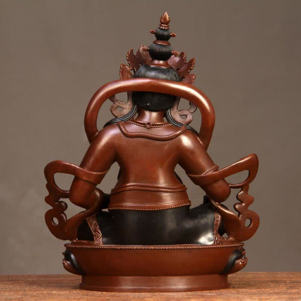 Yellow Jambhala Bodhisattva Copper Statue Home Office Decor – smartphone size scale, desk-friendly decor