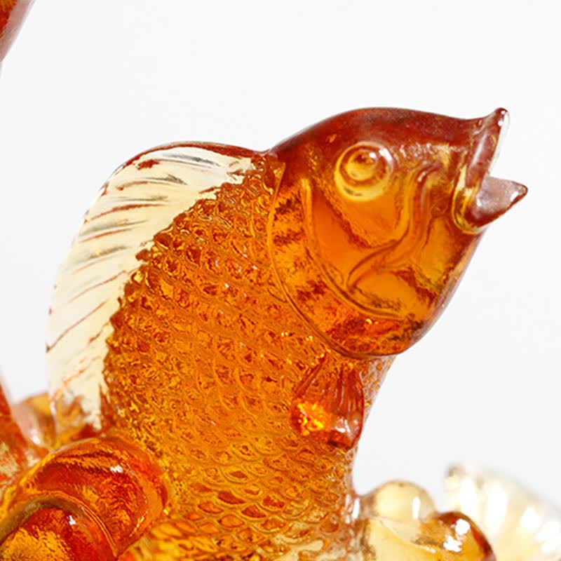 Dragon Koi Liuli Crystal Art – On office desk setup, dragon koi wealth career decor