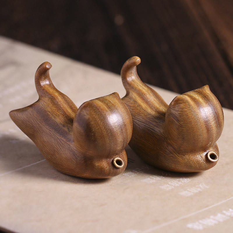 Green Sandalwood Cat Incense Burner - Pair of cats from behind showing brass holes, wood grain