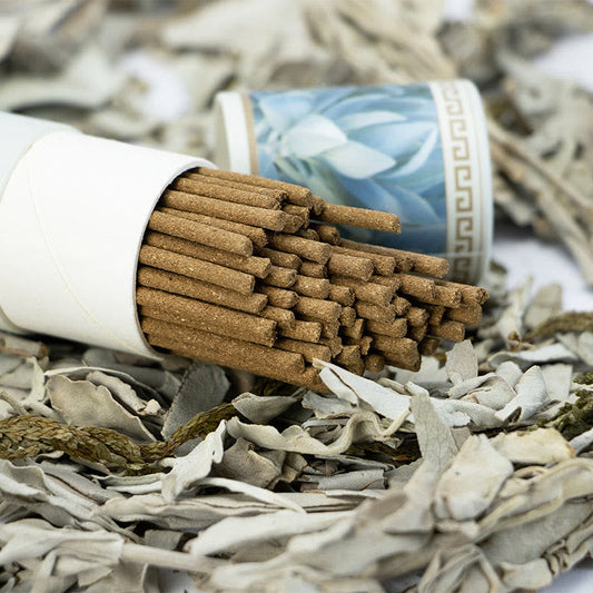 White Sage Incense Sticks - natural brown sticks from tube on sage, cleansing
