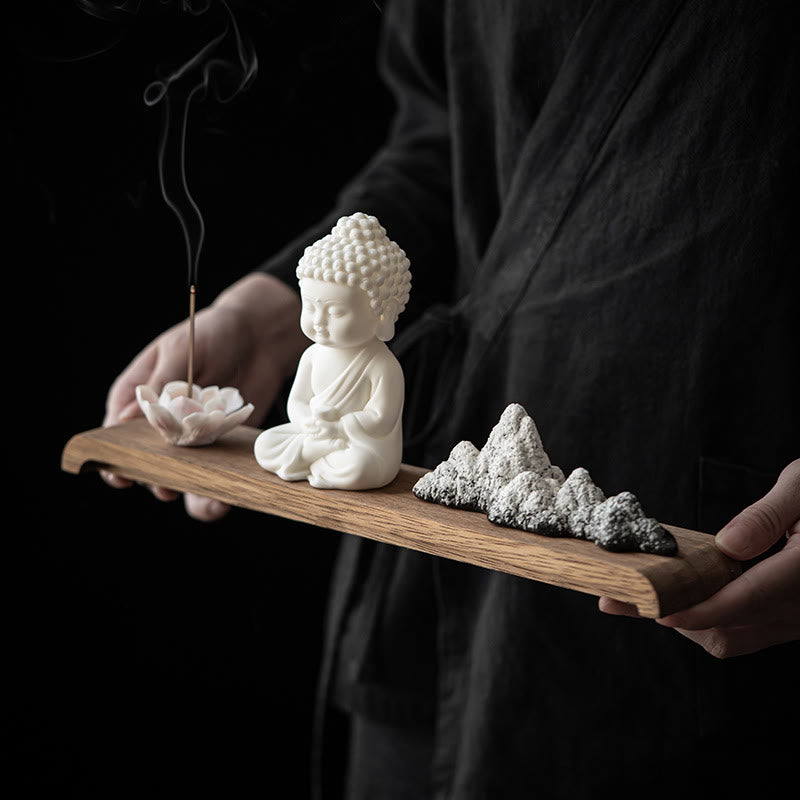 Lotus Buddha Burner – smoke rising from incense, meditation decor