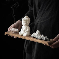 Lotus Buddha Burner – smoke rising from incense, meditation decor