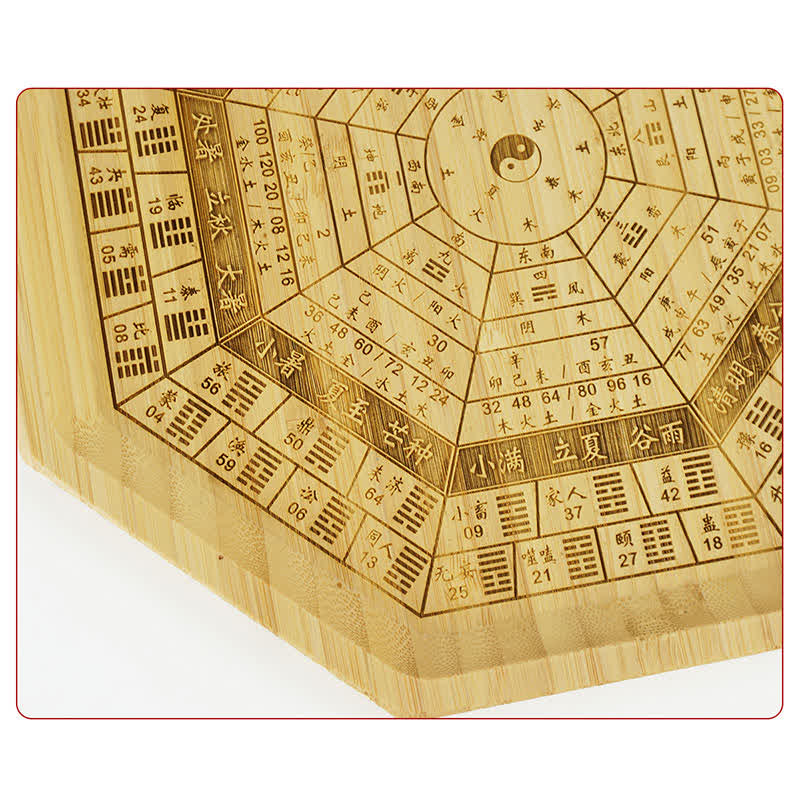 Feng Shui Bamboo Bagua Map – Octagonal tray with bagua design, bamboo feng shui decor