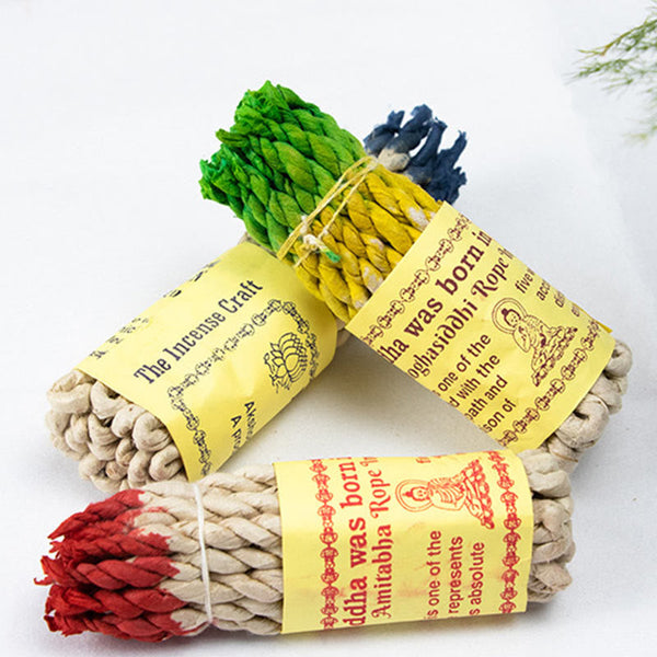Nepal Rope Incense - three Amitabha bundles with craft label, spiritual