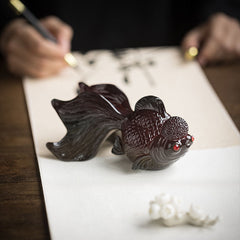 Koi Fish Resin Tea Pet – Close-up scales and fins detail, hand poured resin art