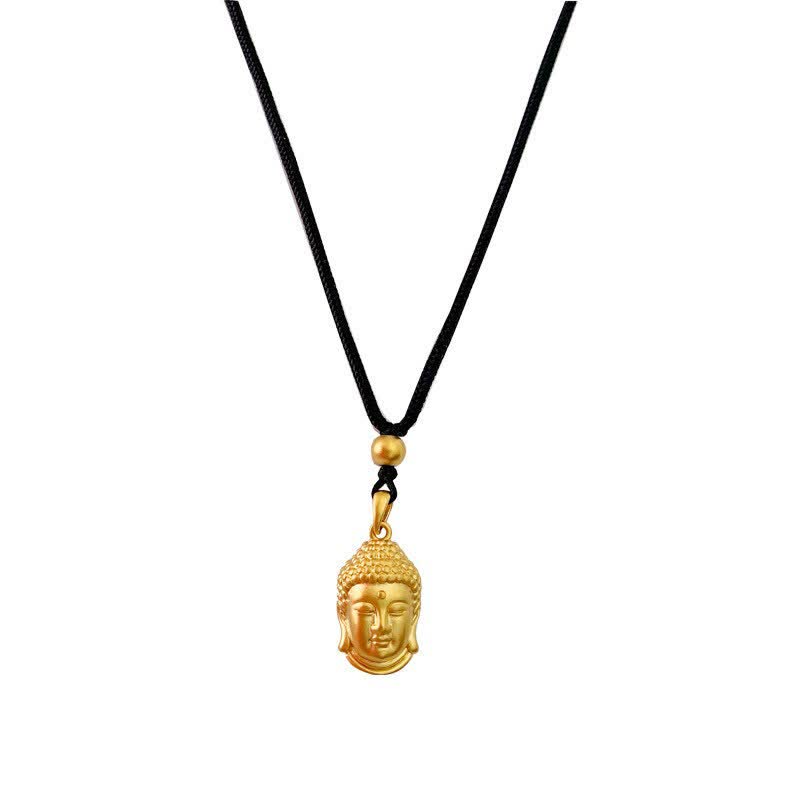 Gold Buddha Copper Wealth Necklace Pendant – Classic gold Buddha on sturdy copper chain, wealth luck necklace gift