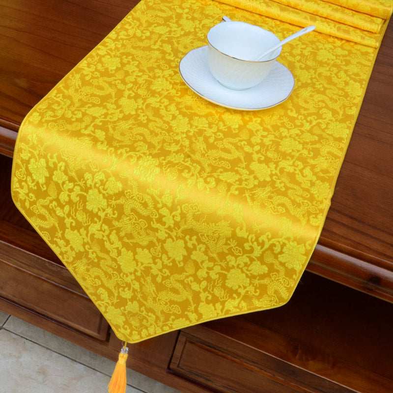Tibetan Dragon Vajra Jacquard Altar Table Runner | Luck