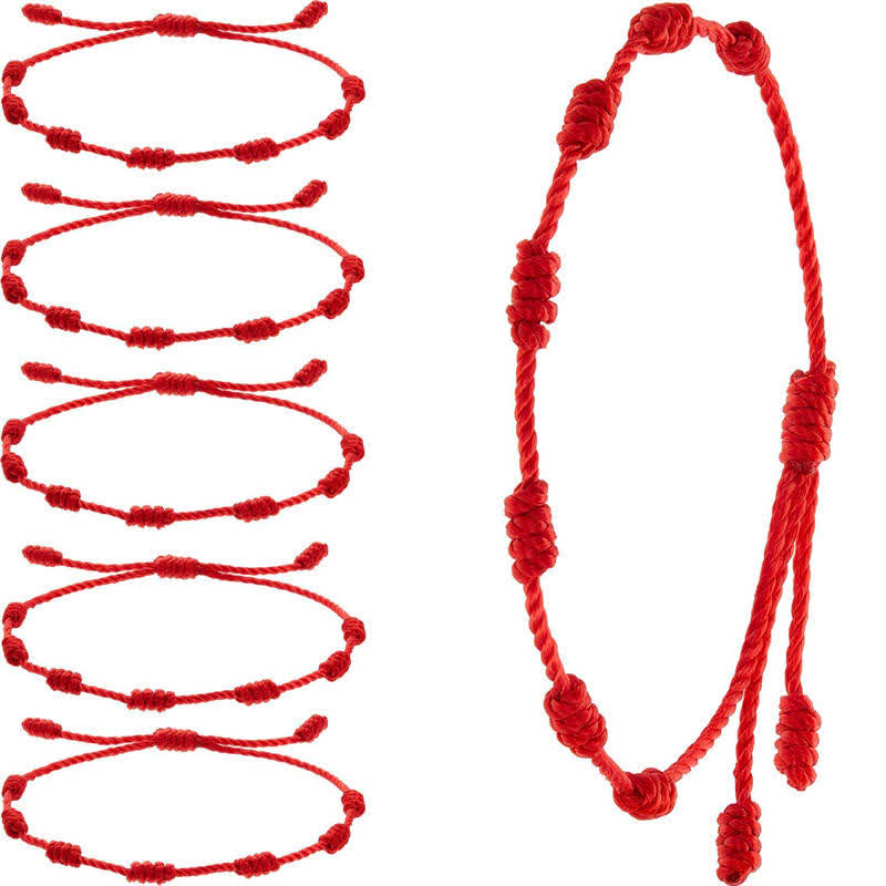 4Pcs Evil Eye Red String – Red cord bracelet Chinese knot detail close-up, adjustable woven string
