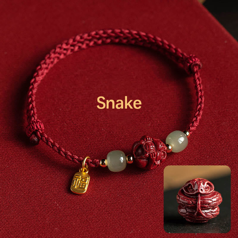 Cinnabar Hetian Jade Chinese Zodiac Bracelet – Goat(Wrist Circumference 14-18cm), image 8, healing bracelet