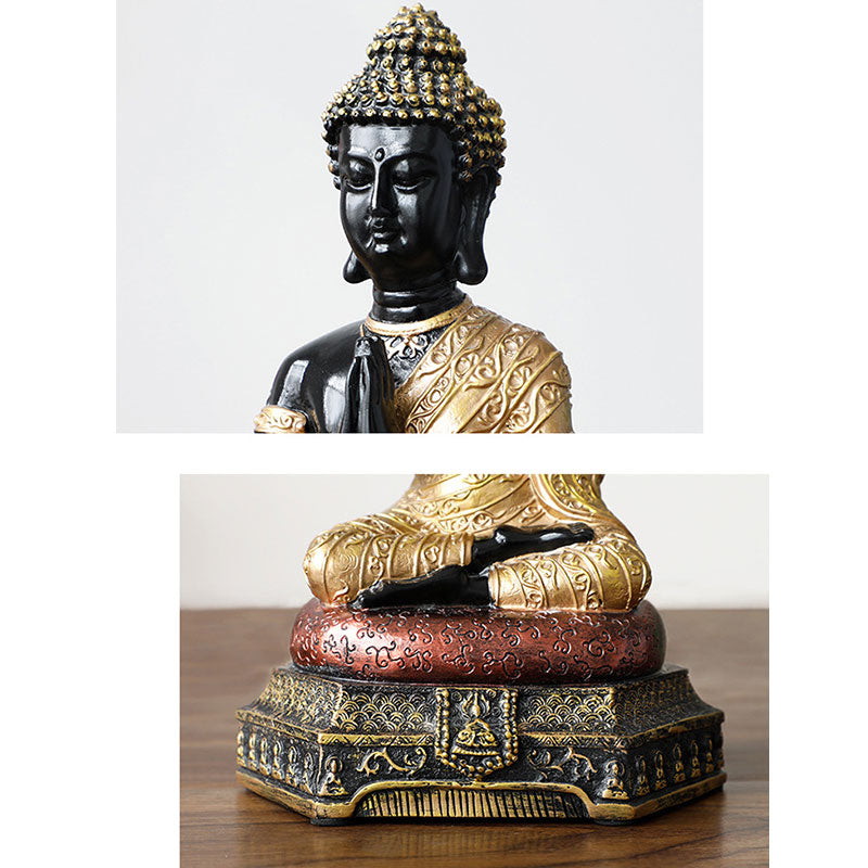 Buddha Meditation Resin – elegant ivory finish detailed base, peaceful corner decoration
