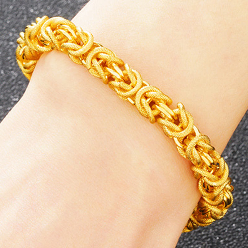 Dragon Protection Bracelet - Worn close-up showing dual-texture link pattern, Bold