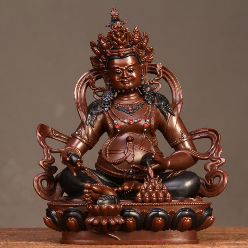 Yellow Jambhala Bodhisattva Copper Statue Home Office Decor – back throne robe patterns, sculpture quality
