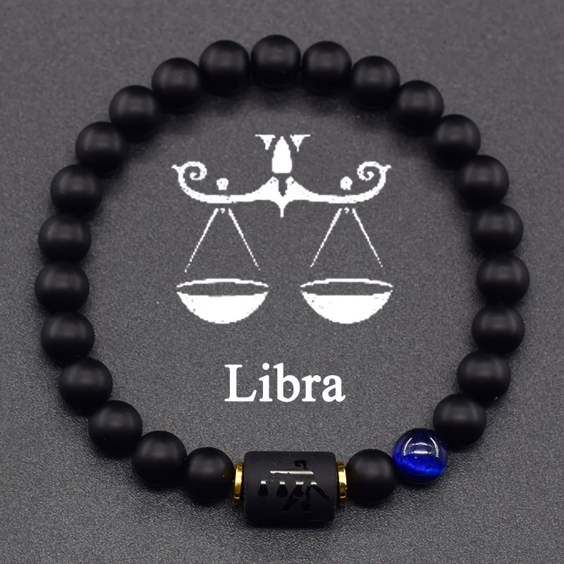 Zodiac Sign Bracelet – Libra with blue cat's eye accent and scales symbol charm, harmony