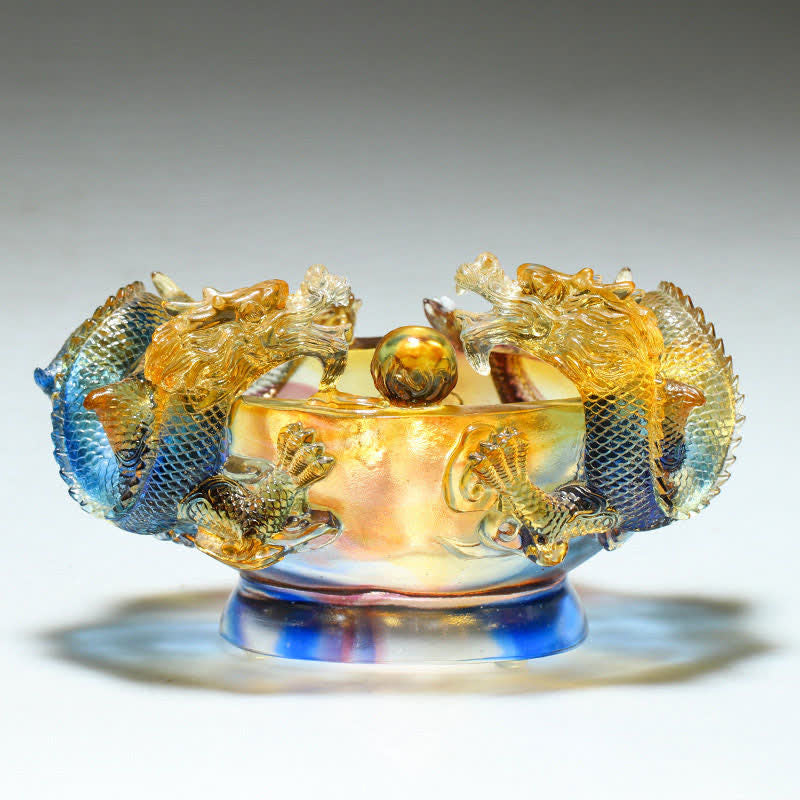 Obra de Arte de Cristal Liuli del Dragón del Zodíaco Chino | Suerte y Protección