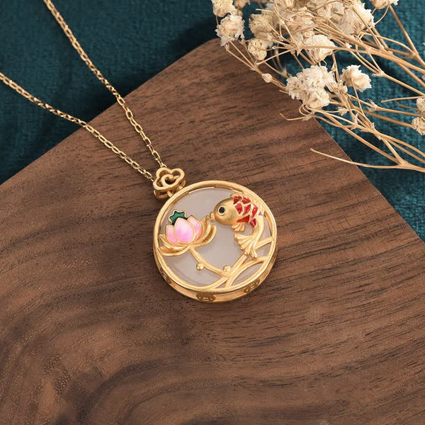 White Jade Koi Necklace – Close-up of carved white jade koi fish body with scale texture, jade pendant necklace