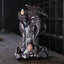 Nordic Dragon Backflow Incense Burner with dragon egg detail, smoke waterfall on dark wood, ceramic dragon sculpture