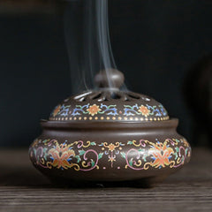 Dragon Floral Ceramic Backflow Incense Burner | Meditation & Peace