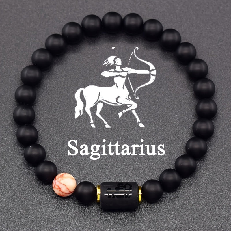 Zodiac Sign Bracelet – Sagittarius with pink howlite accent and archer symbol charm, adventure