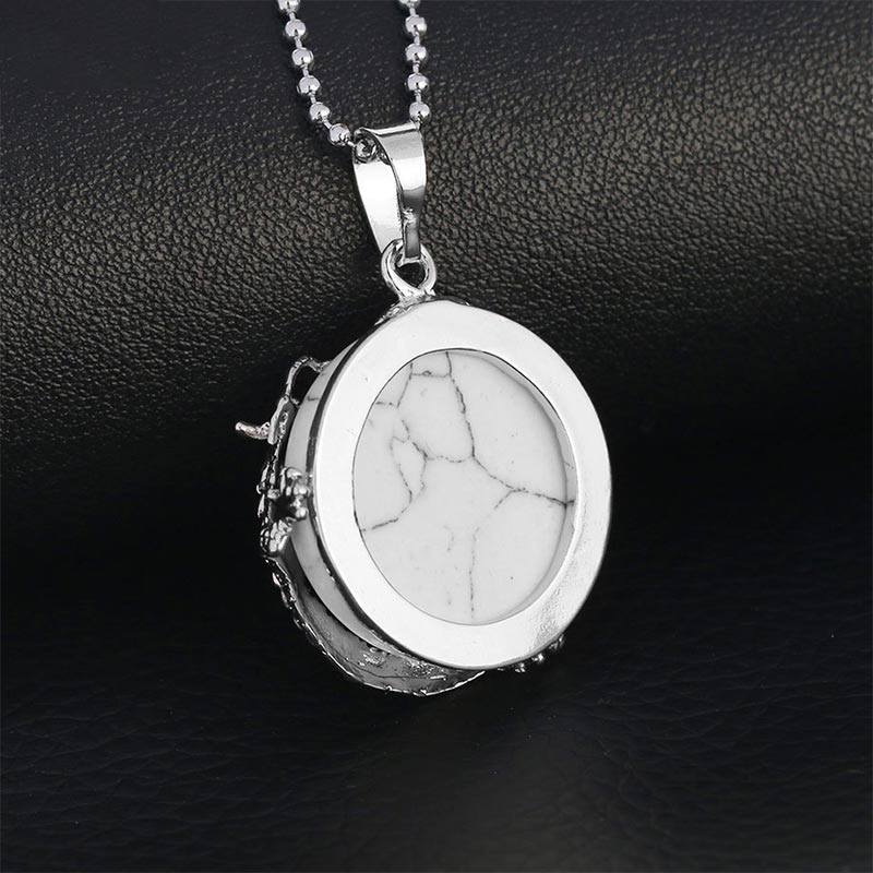 Dragon Multi-Stone Crystal Healing Pendant – Howlite drum pendant with decorative side band, mindful