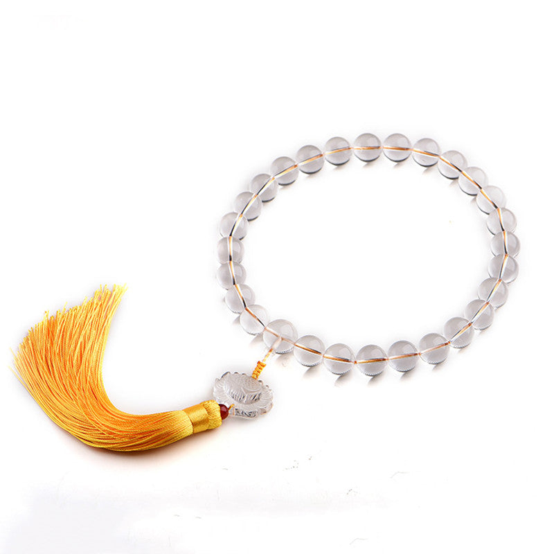 Bracelet Mala de Poignet Lotus en Cristal Blanc | Clarté & Protection