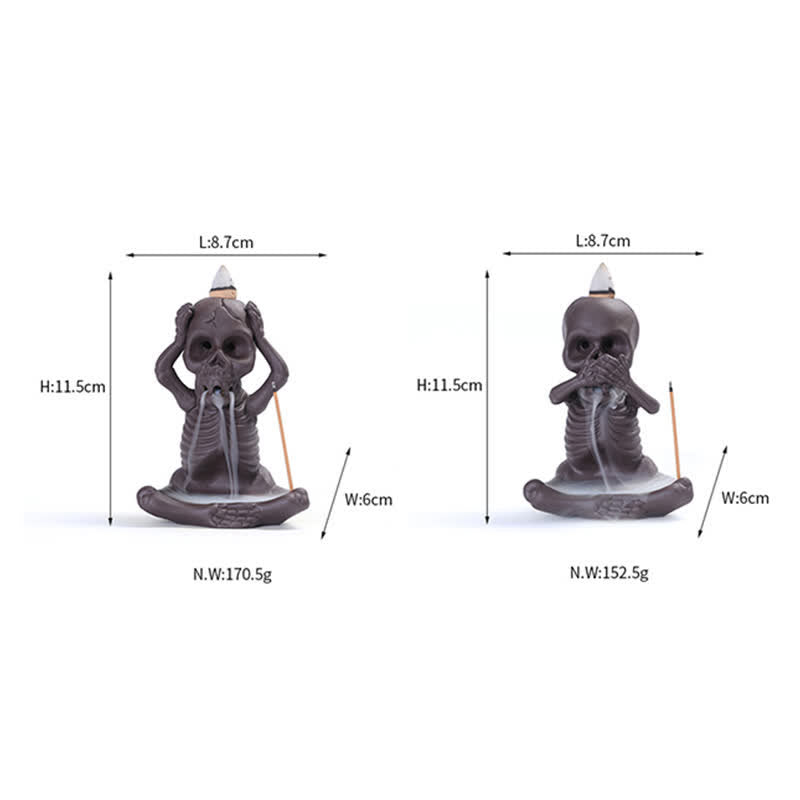 Skull Ghost Purple Clay Backflow Incense Burner