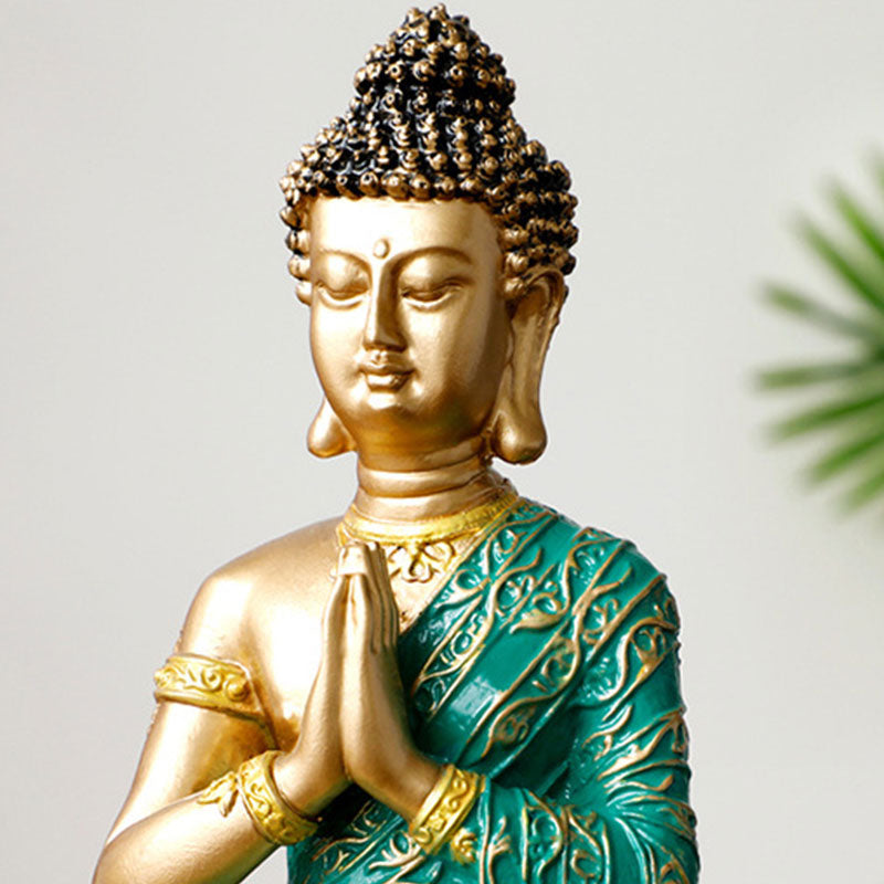 Serene Buddha Figurine – compassionate gaze detailed robe folds, meditation room ornament