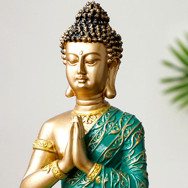 Serene Buddha Figurine – compassionate gaze detailed robe folds, meditation room ornament
