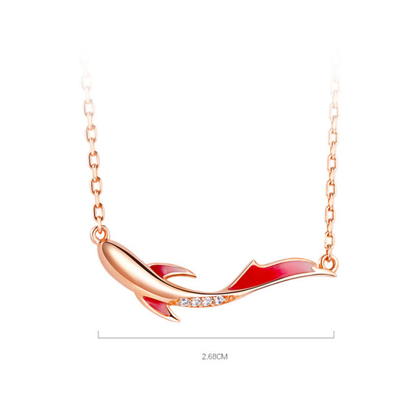 925 Sterling Silver Koi Fish Zircon Luck Prosperity Necklace – flat lay display, jewelry