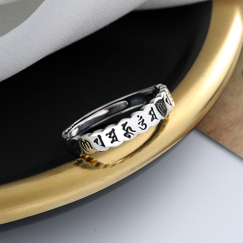 925 Sterling Silver Om Mani Padme Hum Ring