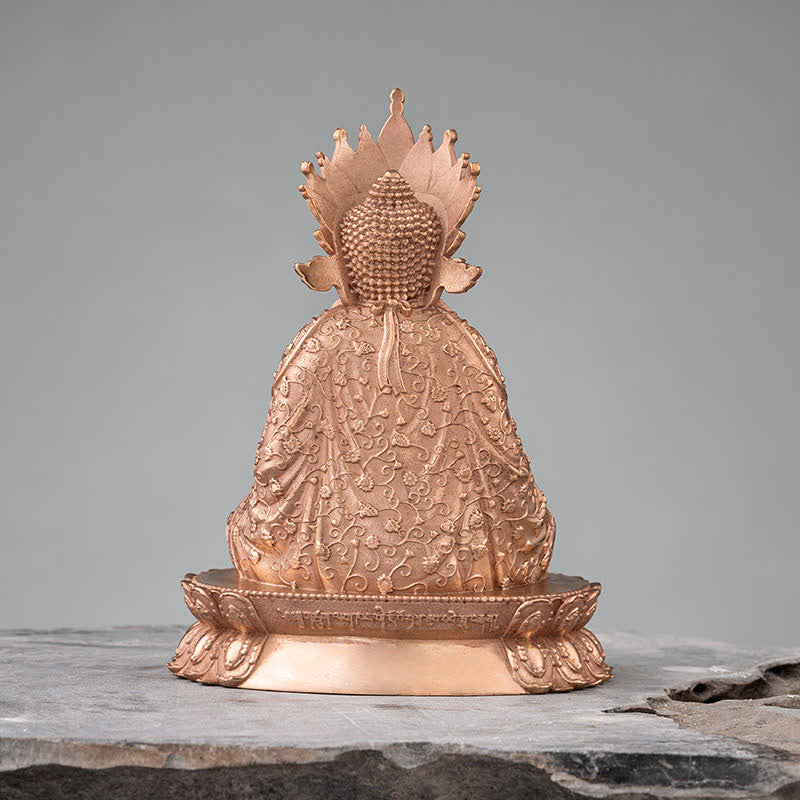 Shakyamuni Compassion Copper Statue – lotus throne base carving detail, sacred flower pedestal design