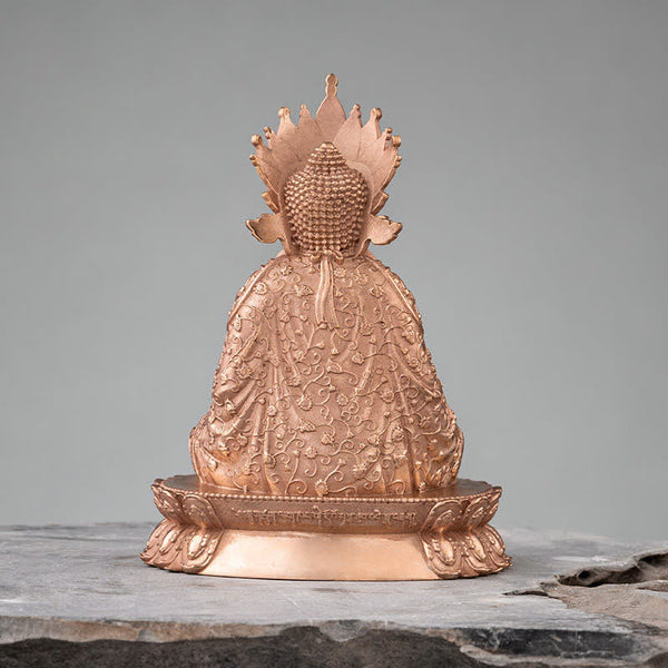 Shakyamuni Compassion Copper Statue – lotus throne base carving detail, sacred flower pedestal design