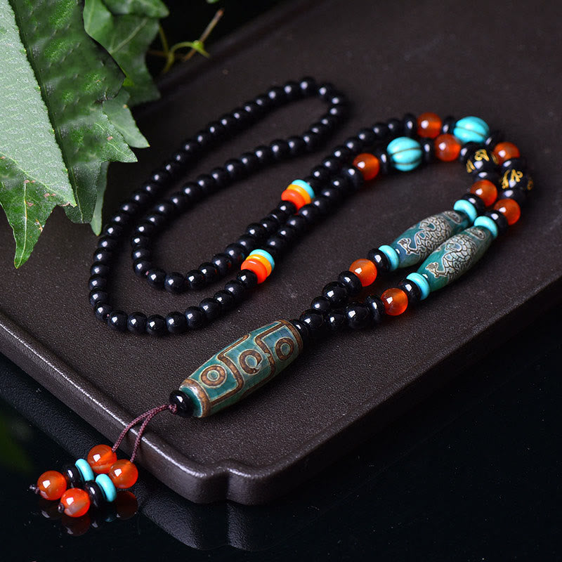 Nine-Eye Dzi Dragon Protection Necklace | Wisdom & Peace