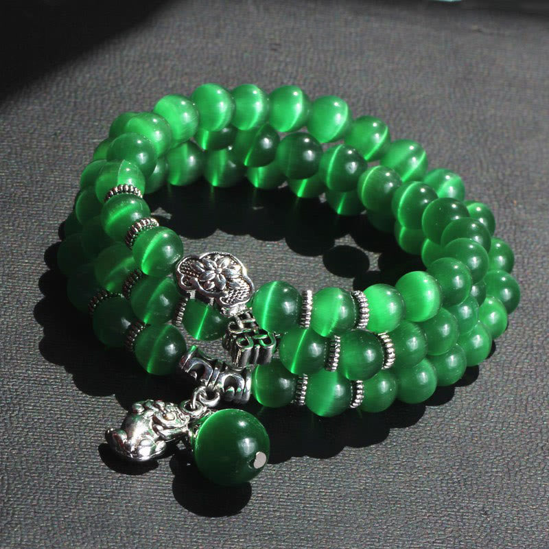 Cat Eye PiXiu Triple Wrap Bracelet, image 11, healing bracelet