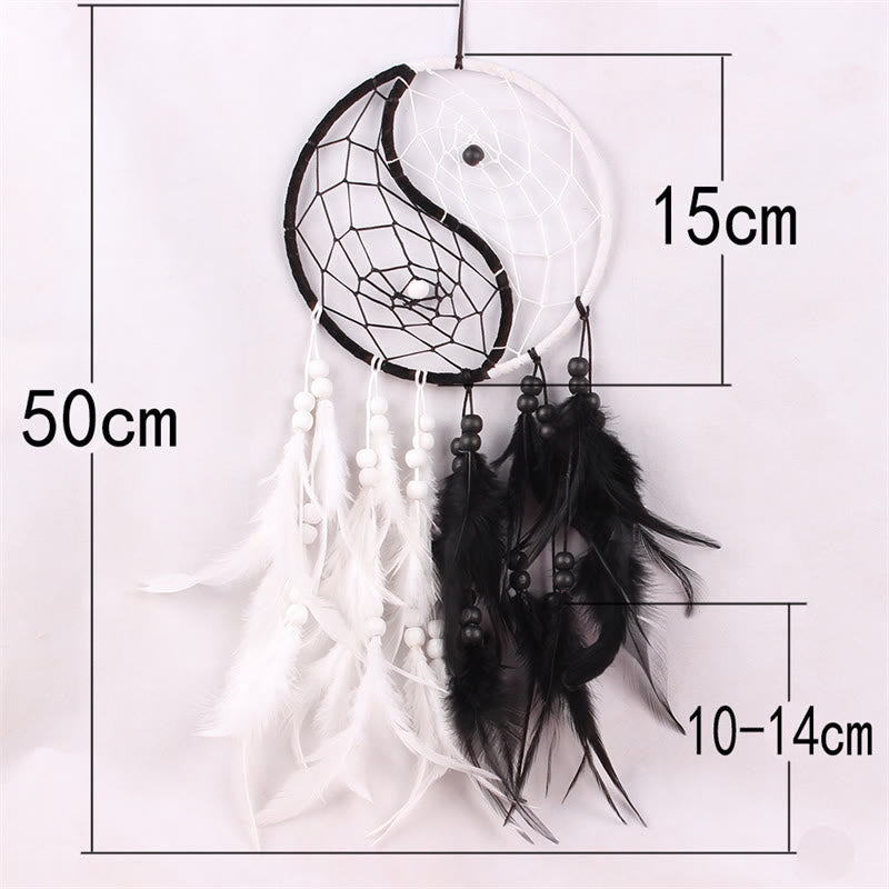Yin Yang Dream Catcher with Feathers