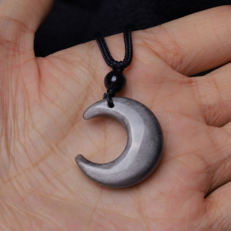Silver Sheen Obsidian Yin Yang Pendant - Fire water elemental design detail, protection jewelry