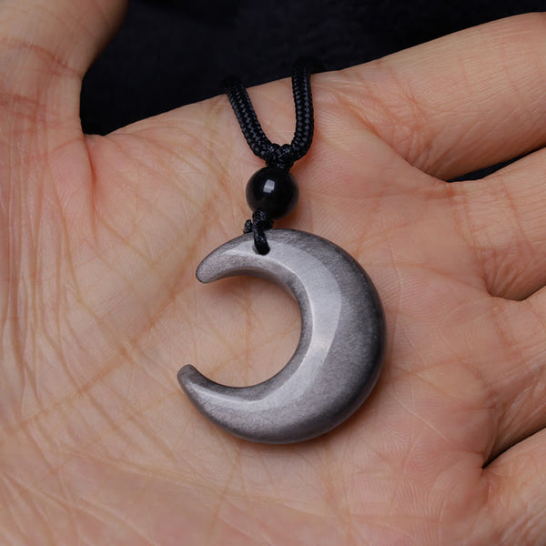 Silver Sheen Obsidian Yin Yang Pendant - Fire water elemental design detail, protection jewelry