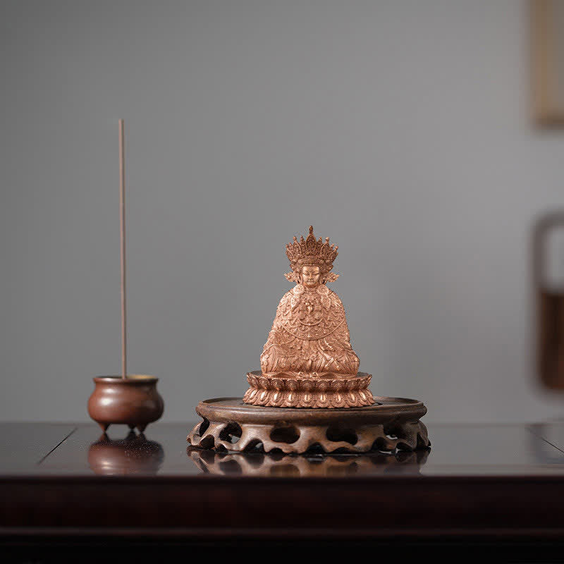 Shakyamuni Compassion Copper Statue – front view seated Buddha in meditation mudra, handmade figurine