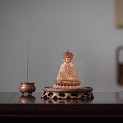 Shakyamuni Compassion Copper Statue – front view seated Buddha in meditation mudra, handmade figurine