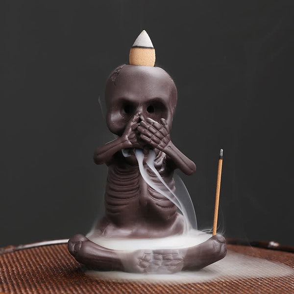 Skull Ghost Purple Clay Backflow Incense Burner