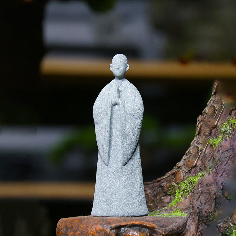 Meditation Buddha Monk Serenity Home Decoration – Gentle monk sculpture with folded hands, spiritual tabletop ornament