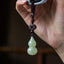Jade Gourd Sandalwood Car Keychain, front view, lucky charm