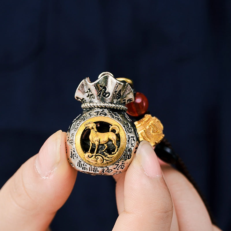 12 Zodiac Rotating Wealth Bag Keychain, image 15, lucky charm