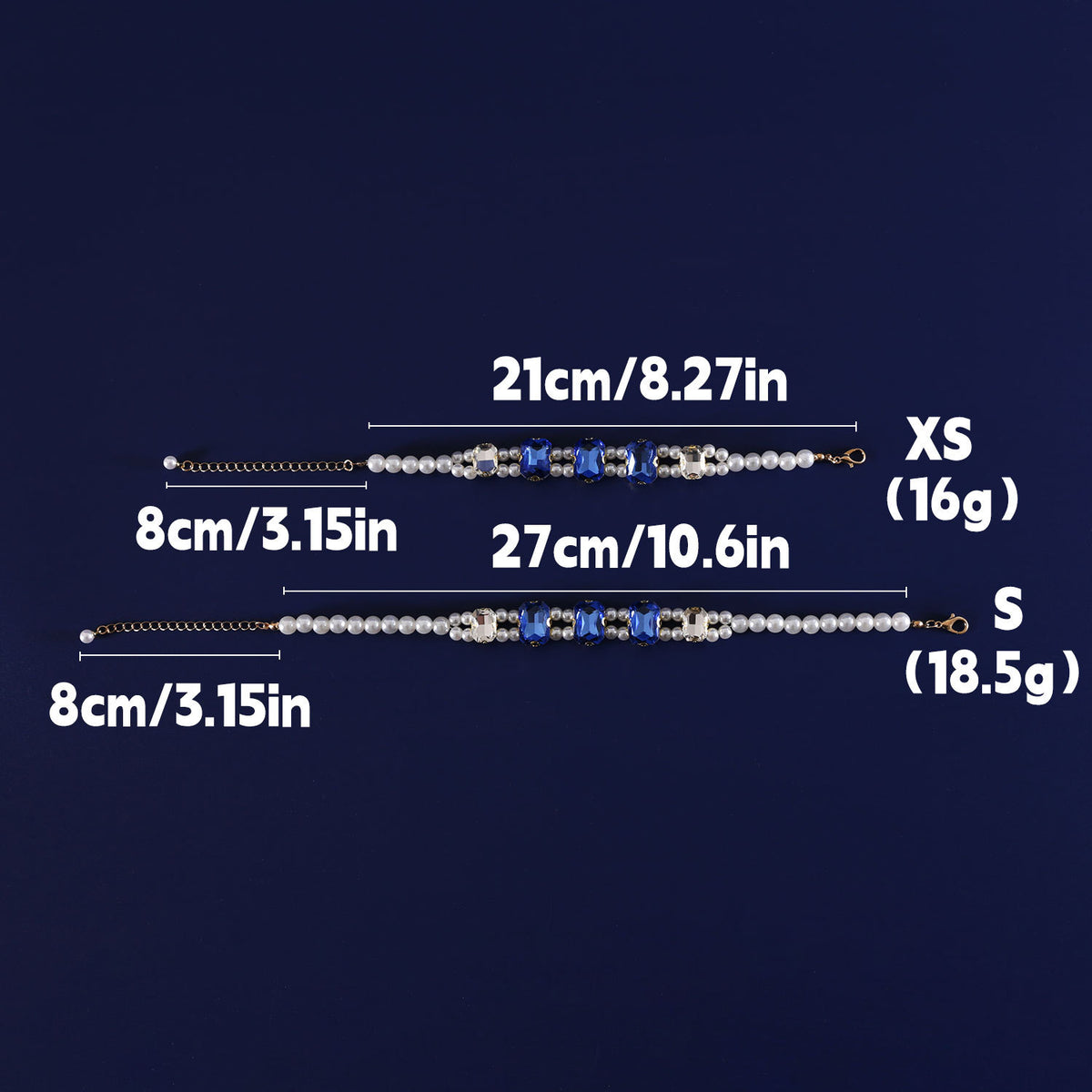 Crystal Rhinestone Pearl Cat Collar – Pink / M (27-35cm), detail shot