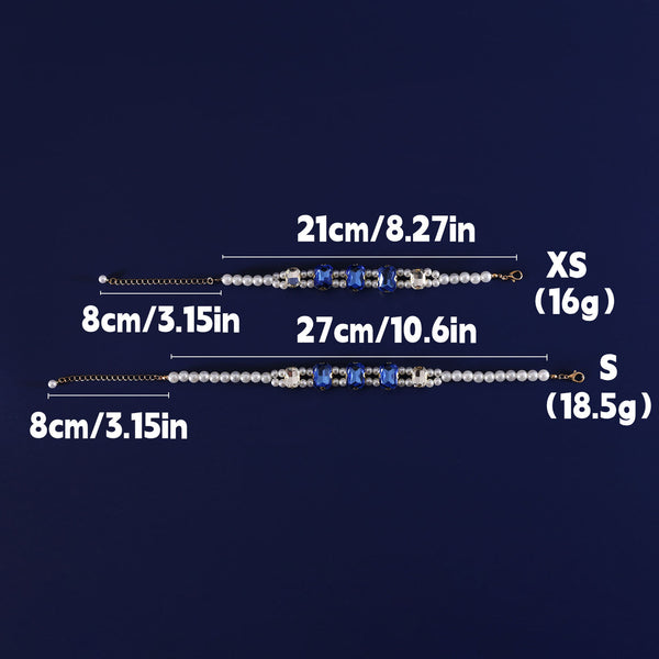 Crystal Rhinestone Pearl Cat Collar – Pink / M (27-35cm), detail shot