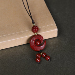 Vermilion Cinnabar Phone Charm, side view