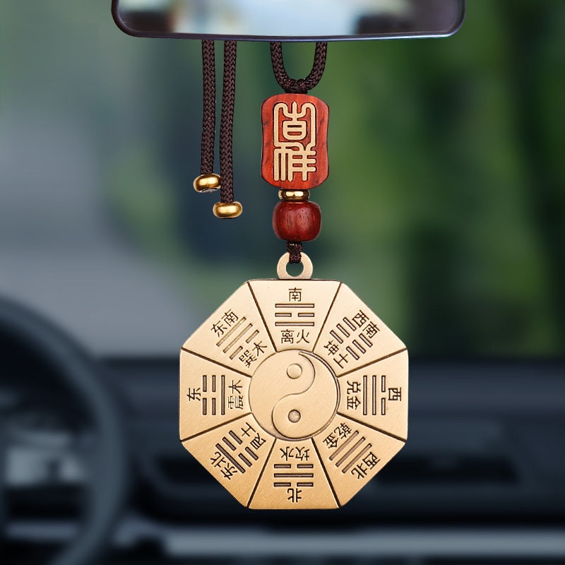 Taiji Bagua Brass Amulet Keychain, image 8, lucky charm